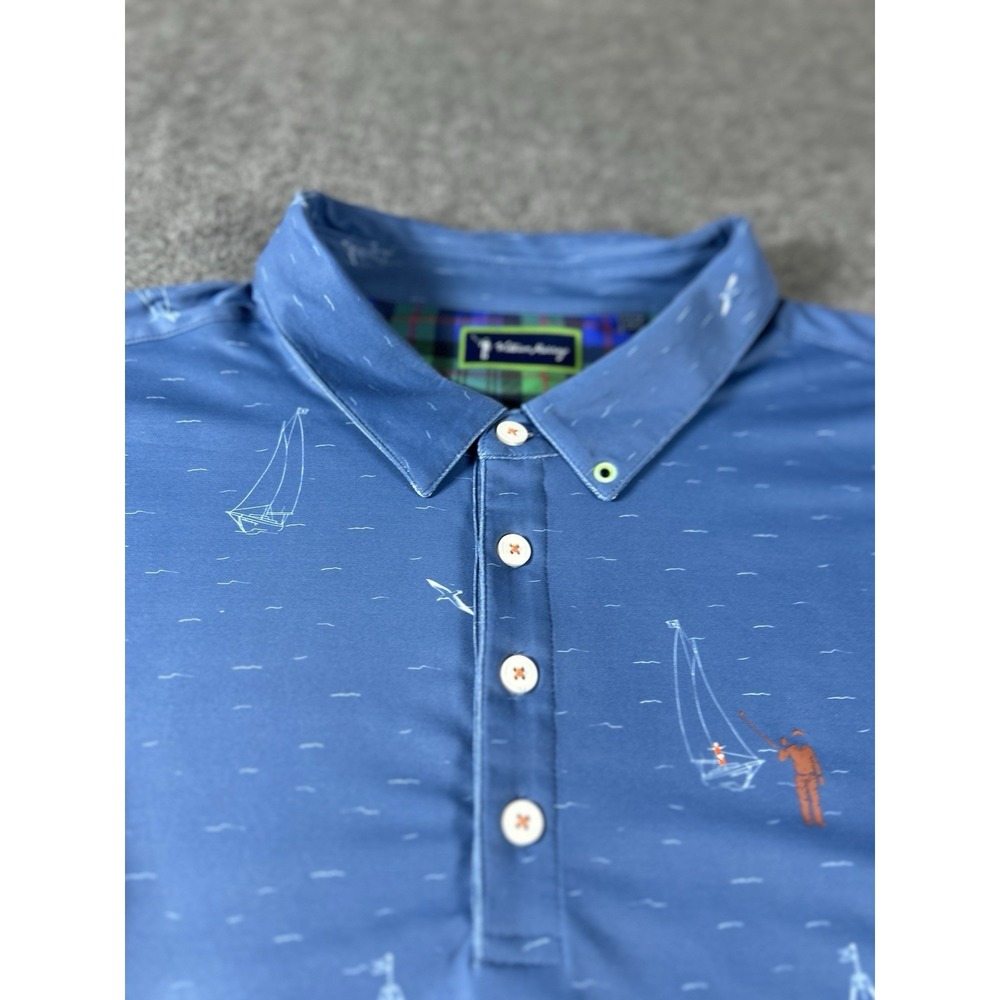 William Murray Polo Shirt Mens XXL Blue Sailboat Golf Performance Short Sleeve - Picture 4 of 8